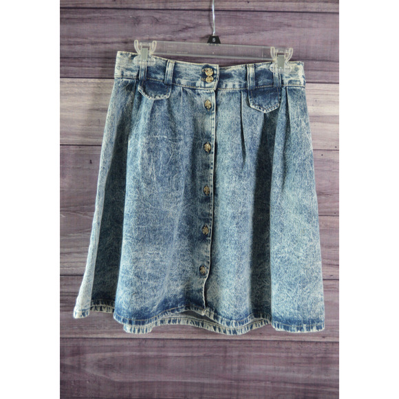 Stuffed Shirt Stone Washed Denim Skirt Vintage 80's Size 11/12 29 inch waist - Picture 2 of 12